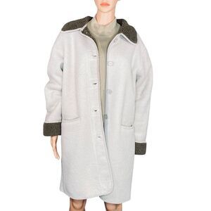 Fu Da New York Oversized Sherpa Coat Winter Warm Cozy Outerwear Cuffed Sleeve Lg